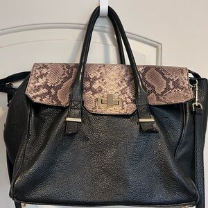 Cuir Rose Italian Leather Snakeskin Tote Bag